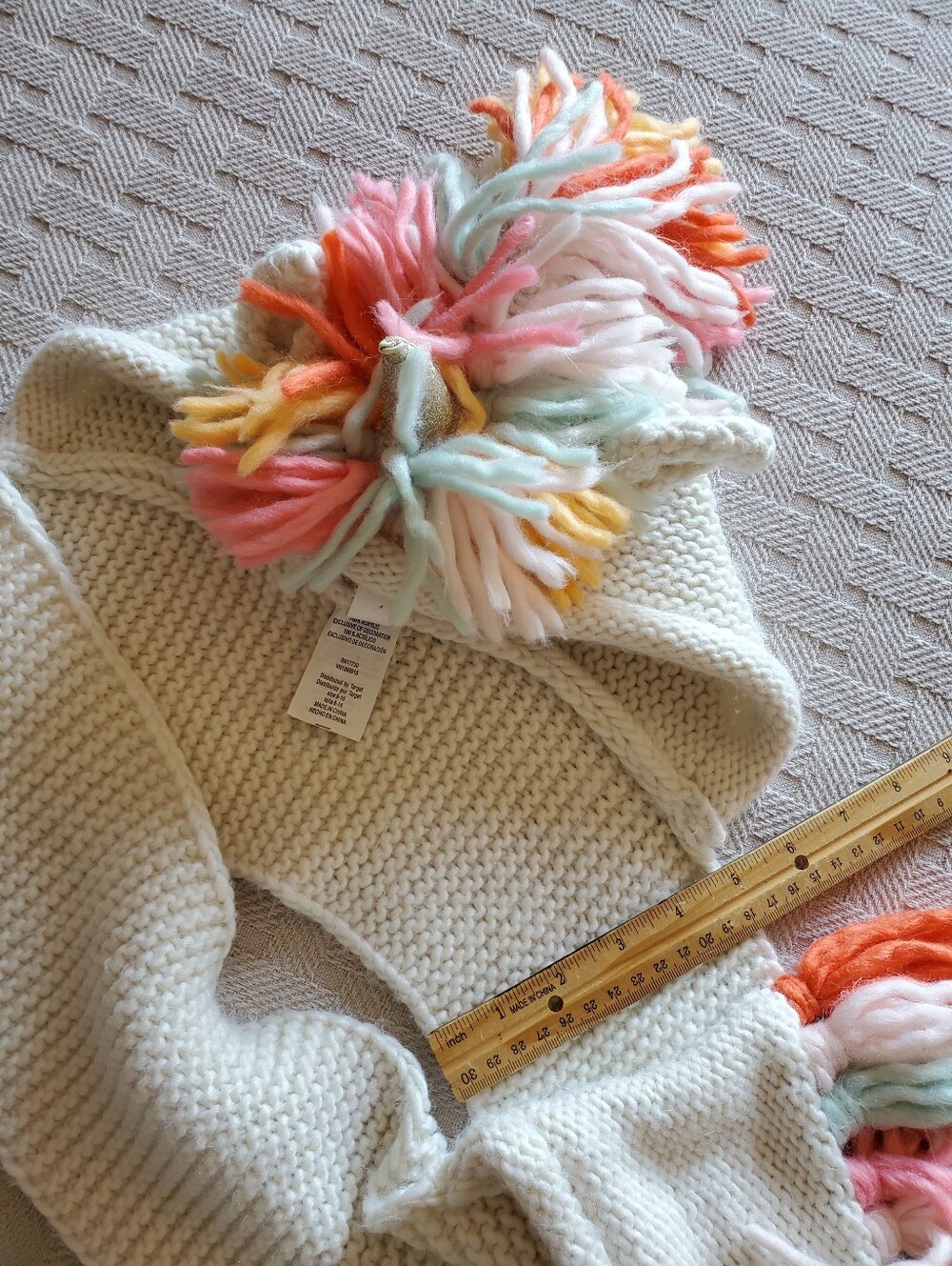 Cat & Jack Kids Unicorn Hood Scarf Knit Fringe Pockets Halloween Winter - Picture 6 of 12